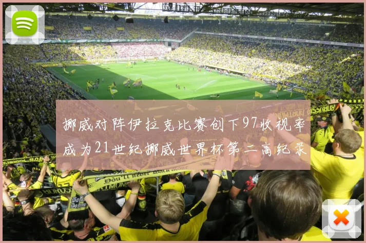 挪威对阵伊拉克比赛创下97收视率成为21世纪挪威世界杯第二高纪录